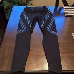 ALO Yoga Black Leggings with White Stripes